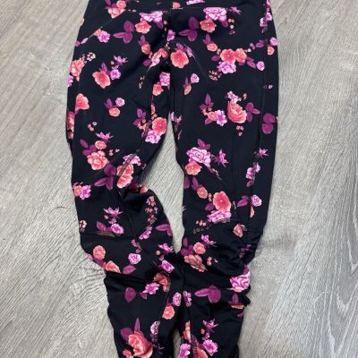 Victoria's Secret Women's Leggings Medium Black Floral Print Workout Pants